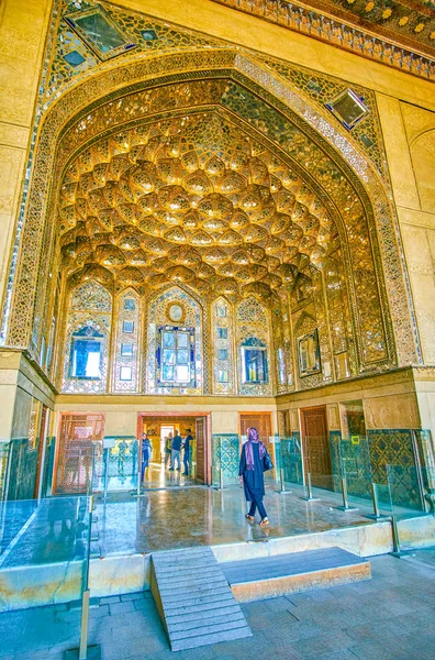 Isfahan Irán Octubre 2017 Las Muqarnas Únicas Del Portal Entrada — Foto de Stock