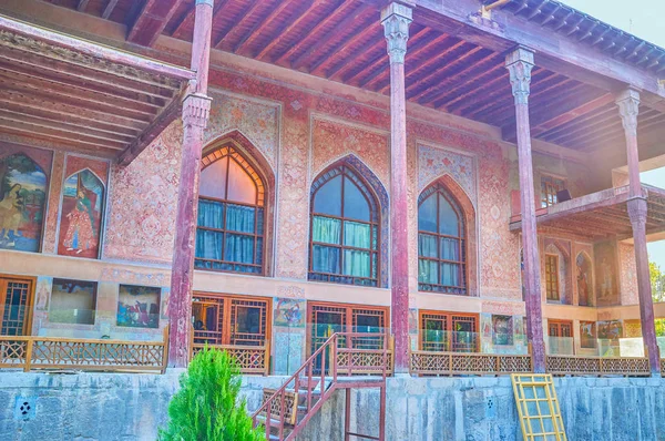 Isfahan Iran Lokakuu 2017 Chehel Sotounin Palatsin Galleria Joka Tehty — kuvapankkivalokuva