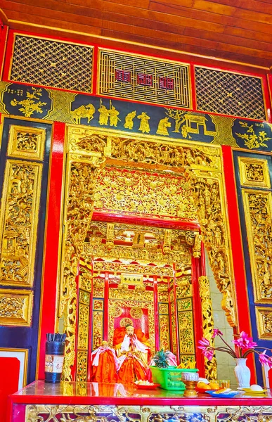 Yangon Myanmar February 2018 Richly Decorated Gilded Altar Kheng Hock — Stock Photo, Image