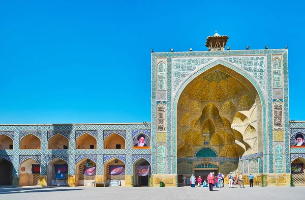 Isfahan Iran October 2017 Ornate West Portal Iwan Jameh Mosque — Stock Photo, Image