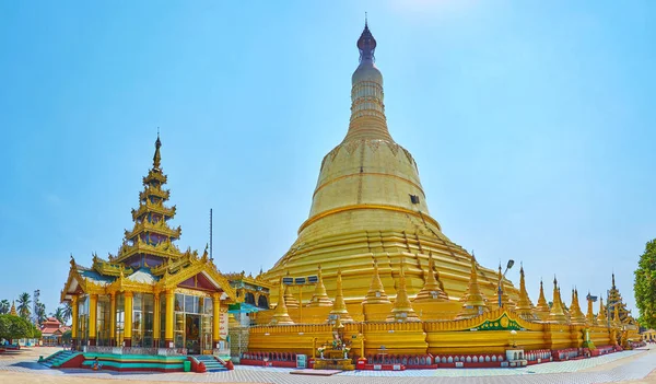 Bago Myanmar February 2018 Panorama Golden Shwemawdaw Paya Its Main — Stock Photo, Image