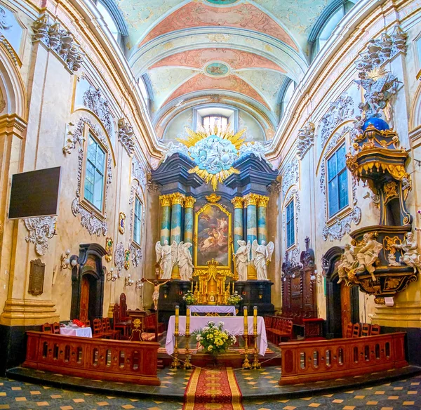 Krakow Pologne Juin 2018 Partie Richement Décorée Autel Église Michael — Photo