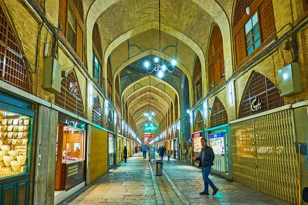 Isfahan Irán Octubre 2017 Callejón Del Antiguo Bazar Honar Con — Foto de Stock