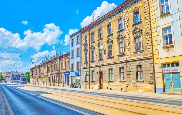 Kraków Polska Czerwca 2018 Dużej Ulicy Bolesław Limanowski Historycznych Budowli — Zdjęcie stockowe