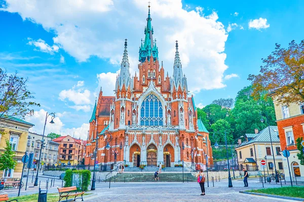 Krakow Polonia Junio 2018 Iglesia San José Estilo Neogótico Con — Foto de Stock