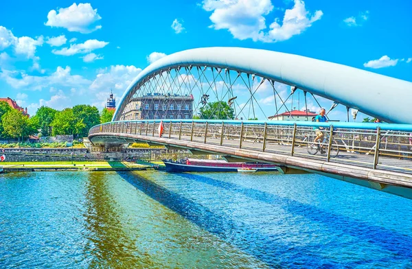 Krakow Poland June 2018 Beautiful Modern Father Bernatek Footbridge Vistula — Stock Photo, Image