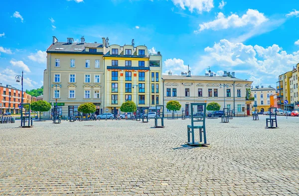 Krakow Pologne Juin 2018 Grande Place Des Héros Ghetto Avec — Photo