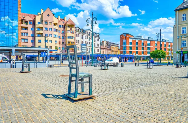 Krakow Poland June 2018 Square Ghetto Heroes Empty Chairs Memorial — Stock Photo, Image