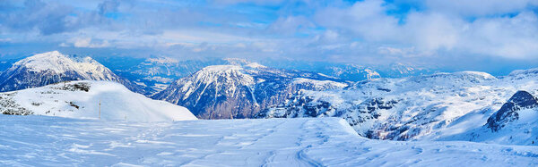 The landscape of Northern Limestone Alps, Dachstein massif, Salz