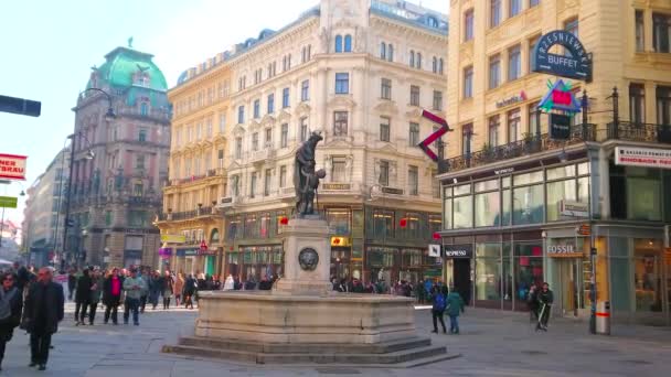 Vienna Austria February 2019 Fountain Graben Street Dedicated Leopold Patron — Stock Video