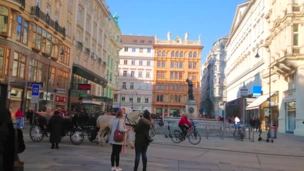 Wiedeń Austria Lutego 2019 Vintage Bryczką Jeździ Się Całej Ulicy — Wideo stockowe