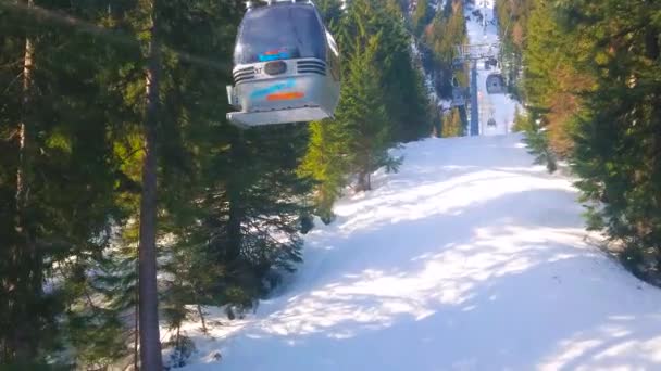 Gosau Austria Febrero 2019 Panorama Jet Zwieselalm Teleférico Corre Largo — Vídeos de Stock