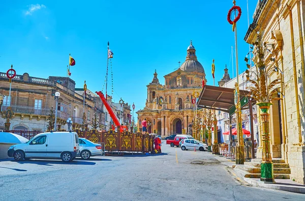 Decoración de la ciudad en progreso, Siggiewi, Malta — Foto de Stock
