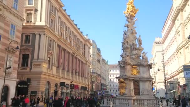 Wien Österrike Februari 2019 Panorama Över Gatan Graben Med Dess — Stockvideo