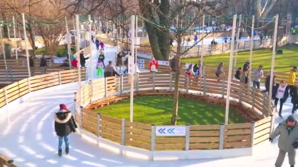 Wien Österrike Februari 2019 Labyrinten Skridskoåkning Rink Gränder Rathaus Park — Stockvideo