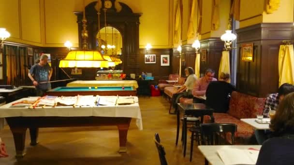 Vienna Austria February 2019 Classic Interior Viennese Cafe Sperl Billiards — Stock Video