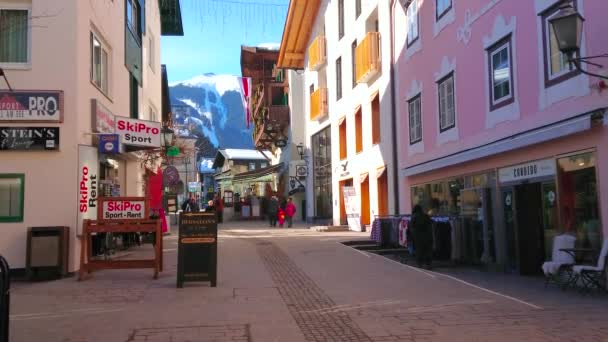 Zell See Áustria Fevereiro 2019 Velha Rua Popular Resort Montanha — Vídeo de Stock