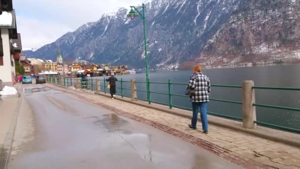 Hallstatt Rakousko Února 2019 Užijte Malebné Hallstatter See Zasněžené Alpy — Stock video