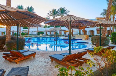 Şezlong, havuz, Sharm El Sheikh, Sinai, Mısır