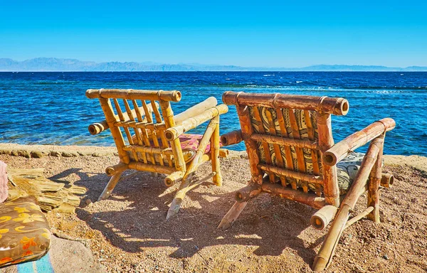 Two chairs of seashore, Dahab, Sinai, Egypt — Stock Photo, Image