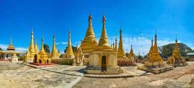Altın türbelerin Kan Tu Kyaung Manastırı, Pindaya, Myanmar