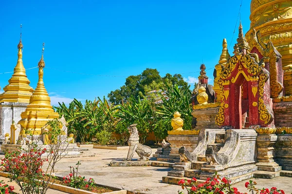 The sculptural decors of Kan Tu Kyaung monastery, Pindaya, Myanm — Stock Photo, Image