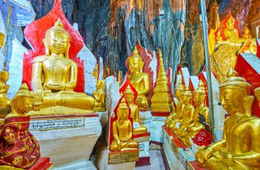 Pindaya Mağarası 'nda çoklu Buda heykelleri, Myanmar