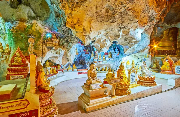Estatuas de Buda en cueva blanca, Pindaya, Myanmar — Foto de Stock