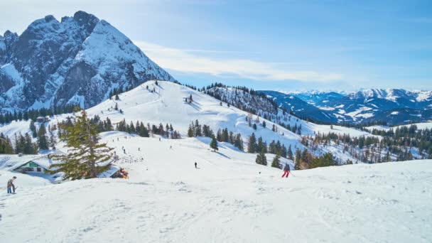 Gosau Austria February 2019 Slopes Zwieselalm Mount Dachstein West Alps — Stock Video