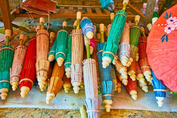 The souvenir from umbrella workshop, Pindaya, Myanmar — Stock Photo, Image