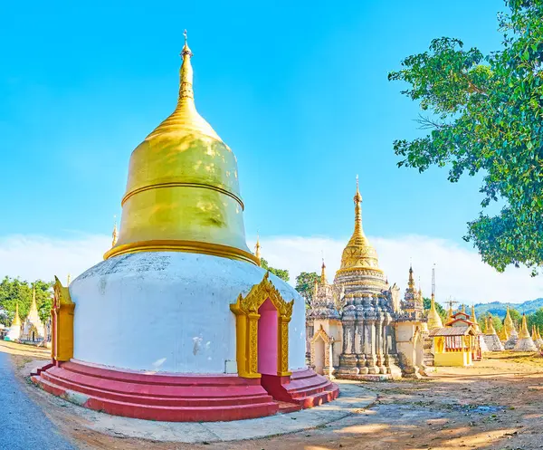 Die farbenfrohe Stupa von nget pyaw taw paya, pindaya, myanmar — Stockfoto