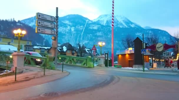 Malo Ischl Austria Febrero 2019 Noche Casco Antiguo Con Vistas — Vídeo de stock