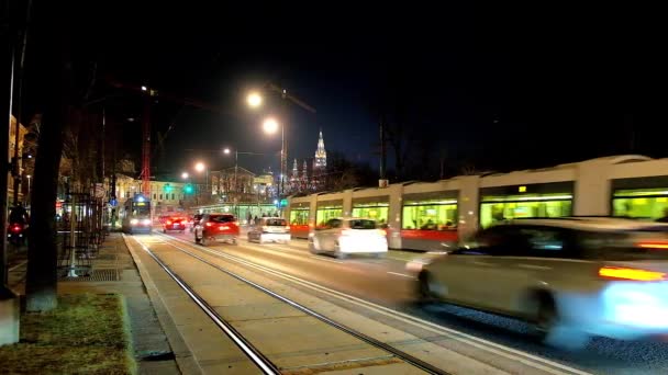 Vienne Autriche Février 2019 Les Tramways Modernes Conduite Rapide Nombreuses — Video