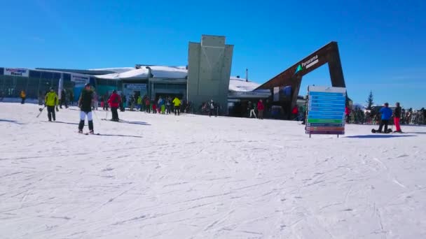 Zell See Ausztria Február 2019 Sportolók Pályaudvaron Areitbahn Található Schmitten — Stock videók