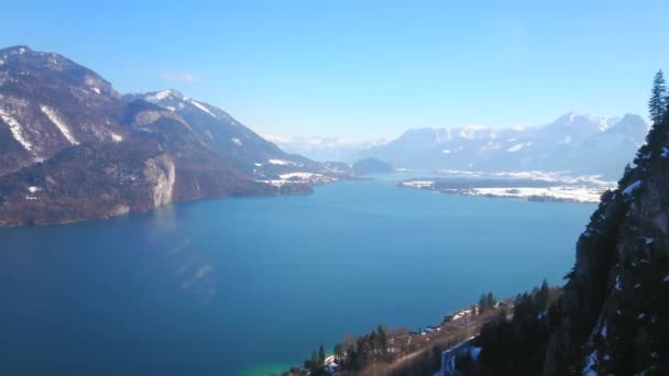 Vista Desde Cabaña Del Teleférico Lago Wolfgangsee Los Alpes Salzkammergut — Vídeos de Stock