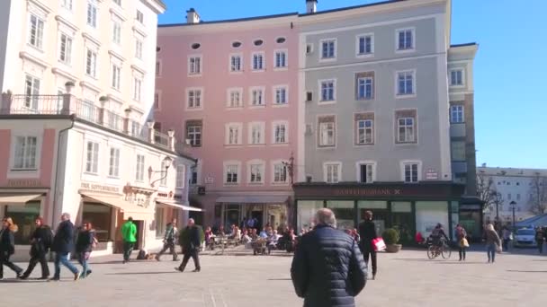 Salzburg Austria Februarie 2019 Piața Alter Markt Piața Veche Edificii — Videoclip de stoc