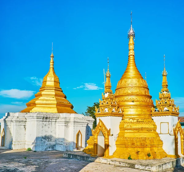 Die schönen Stupas von nget pyaw taw paya, pindaya, myanmar — Stockfoto