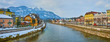 Bad Ischl Riverside Panoraması, Salzkammergut, Avusturya