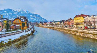 Traun river in Bad Ischl, Salzkammergut, Austria