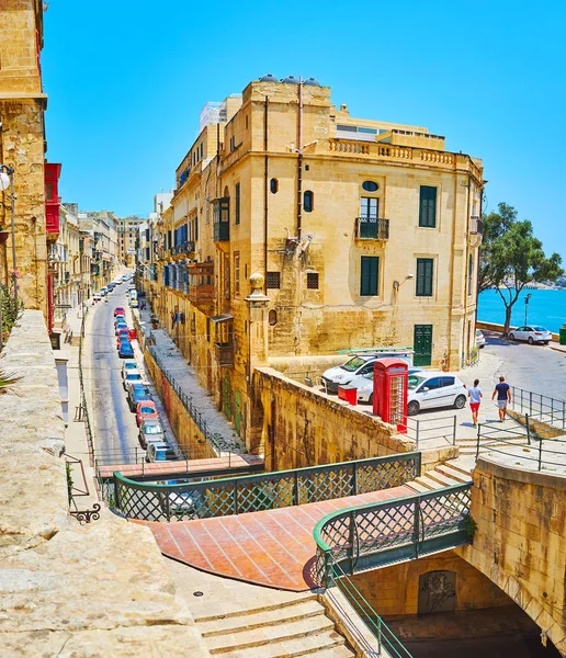 Architektura Lvantské ulice, Valletta, Malta — Stock fotografie