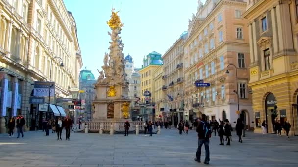 비엔나 오스트리아 2019 역사적인 스트리트는 금박으로 전염병 트리니티 컬럼의 뛰어난 — 비디오