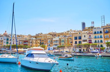 Senglea sahil şehir manzarası, Malta