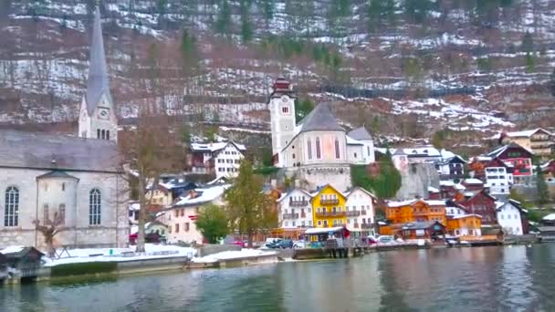 Hallstatt Austria Lutego 2019 Rejs Promem Jest Najlepszą Okazją Aby — Wideo stockowe