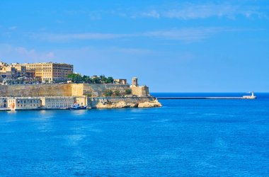 Senglea kalesinden Akdeniz deniz manzarası, Malta