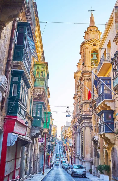 Arquitectura de la calle St Paul, La Valeta, Malta — Foto de Stock