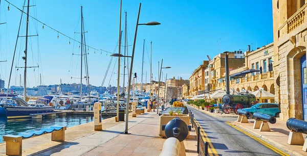 Panorama över xatt Il-forn Promenade, Birgu, Malta — Stockfoto