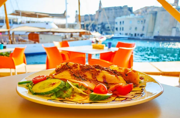 Cucina mediterranea, Birgu, Malta — Foto Stock
