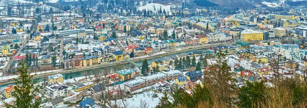 Vista aérea del río Traun en Bad Ischl, Salzkammergut, Austria — Foto de Stock