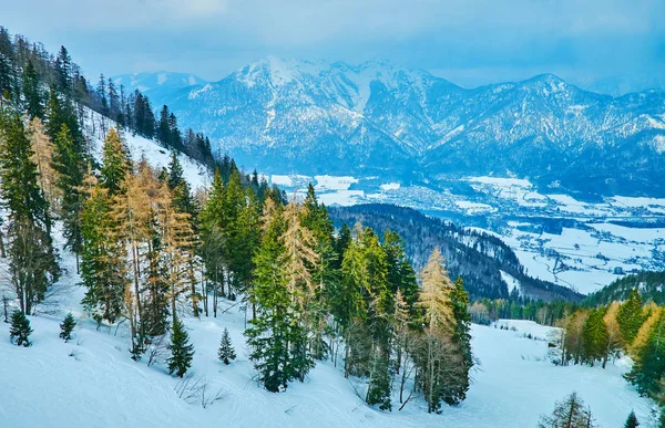 Zimní alpská krajina, Bad Ischl, Salzkammergut, Rakousko — Stock fotografie