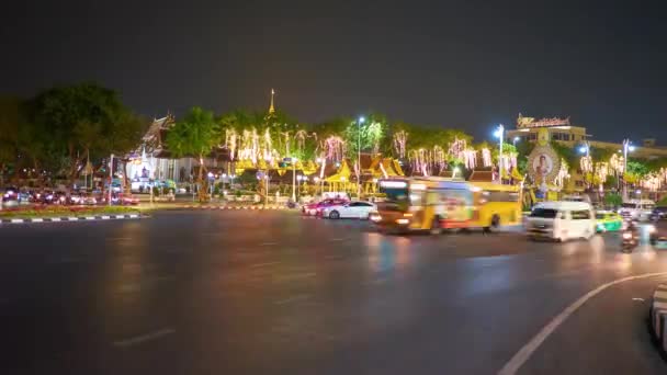 Bangkok Thailand Mei 2019 Tijdverloop Van Snelheid Verkeer Avond Ratchadamnoen — Stockvideo